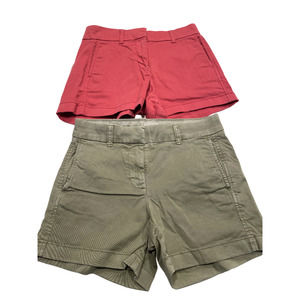 Lot of 2 J.CREW Women's Chino Shorts Size 00 Pink Olive Green Classic Casual